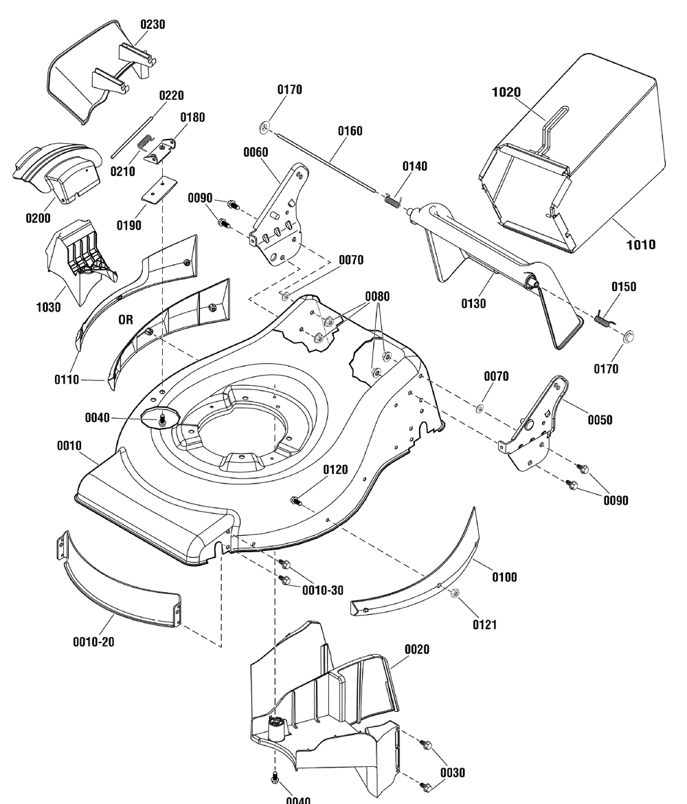 Deck Group (881331_881334) Diagram and Parts List for 881549-MXM500,500SERIES 2012 Briggs and Stratton Lawn Mower